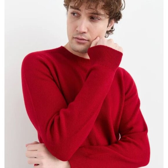 NEW Daniel Hechter Cashmere Burgundy Crew Neck Sweater Mens Size Large NWT - Picture 1 of 11